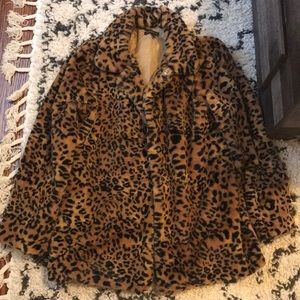 Faux fur animal print jacket